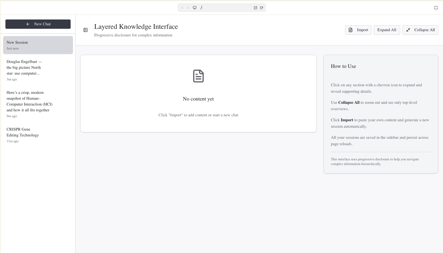 Prototype 1 — early concept exploration for managing cognitive load